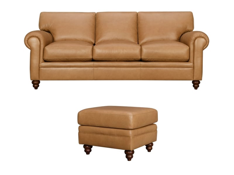 Brand New Torra Leather Sofa  And Ottoman 1 Available 65% Off Ready To Ship